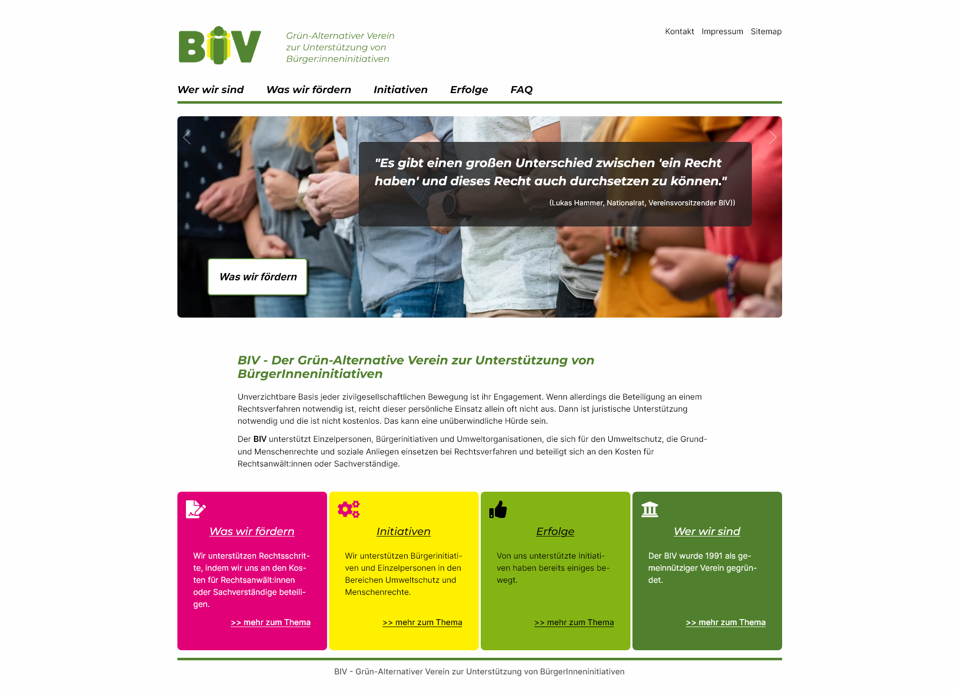 Website für den Grün-Alternativen Verein zur Unterstützung von BürgerInneninitiativen - BIV