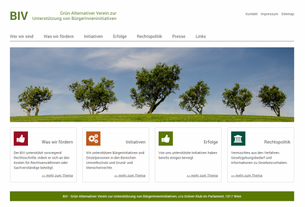 Website für den Grün-Alternativen Verein zur Unterstützung von BürgerInneninitiativen - BIV